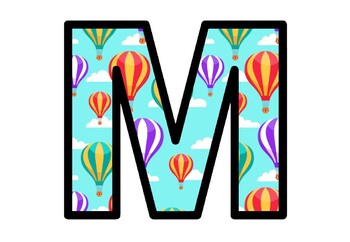 Preview of Hot Air Balloons, Fall, Summer Bulletin Board Letters, Alphabet Decor Printables