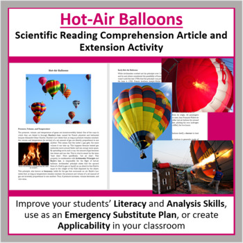 Preview of Hot-Air Balloons Reading Comprehension Article - Grade 8 and Up