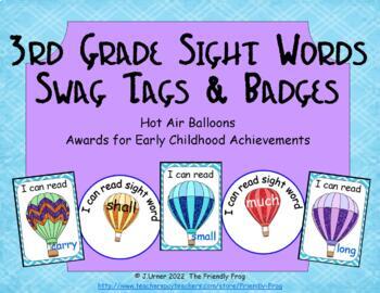 Preview of Hot Air Balloons Third Grade Award Tags & Badges