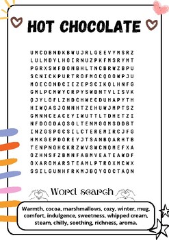 Hot Chocolate : Word search puzzle worksheet activity by Art with Mark