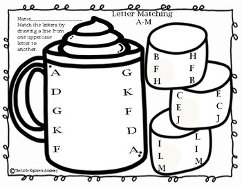 Hot Chocolate ABC Matching Printable Worksheet by A Worthy Education