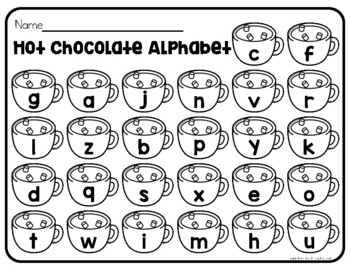 Hot Chocolate Alphabet Game -UPPERCASE & LOWERCASE LETTERS | TpT