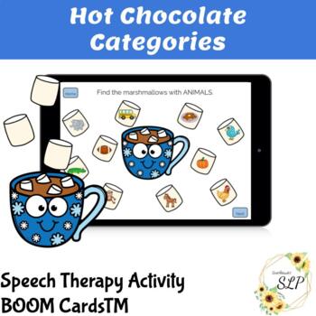 Preview of Hot Chocolate Categories Winter BOOM Cards for Speech Therapy