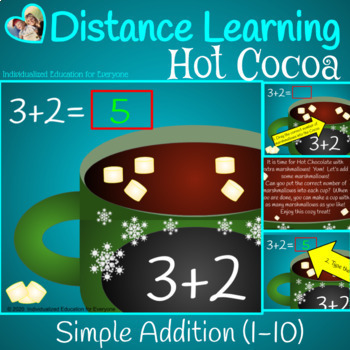 Preview of Hot Chocolate Distance Learning Winter Simple Addition
