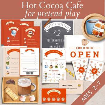 Preview of Hot Chocolate Dramatic Play, Hot Cocoa Pretend Visual Recipe Sequencing Activity