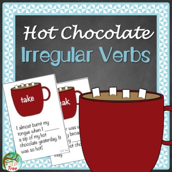 Preview of Irregular Past Tense Verbs Hot Chocolate Cards, Worksheet, and Board Game