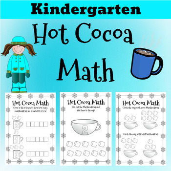Preview of Hot Chocolate Math. Preschool Kindergarten counting Hot Cocoa Bulletin Board