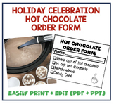 Hot Chocolate Order Form | Holiday Celebration | Editable