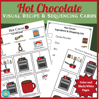 Preview of Hot Cocoa (Hot Chocolate) Visual Recipe & Sequencing Cards|Winter Activity