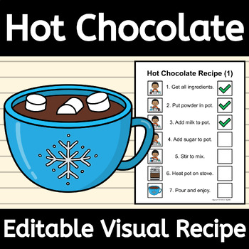 Preview of Hot Chocolate Visual Recipe EDITABLE for How to Make Cocoa Task Analysis