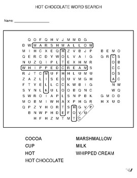 Hot Chocolate Word Search! by Niemiller Nature | TpT