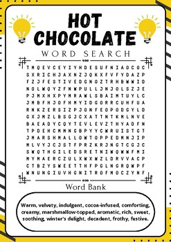 Hot Chocolate : Word Search - Engaging Printable Puzzle by PixelProse Haven