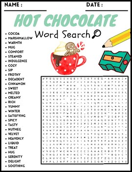 Hot Chocolate Word Search Puzzle Worksheets Activities For Kids | TPT