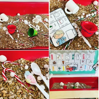 Hot cocoa sensory bin/ winter time sensory play / kids fall and winter  sensory bin/ novemember sensory play/ kids gift