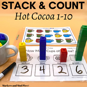 Hot Cocoa Winter Math Stack and Count 1 to 10 Number Matching Activity