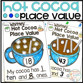 Preview of Hot Cocoa Place Value Craftivity for Kindergarten & 1st Grade- Winter Math Craft