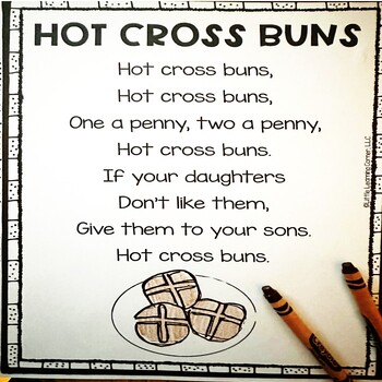 Preview of Hot Cross Buns Nursery Rhyme Poetry Notebook Black and White