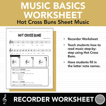 Preview of Hot Cross Buns Recorder Music Worksheet