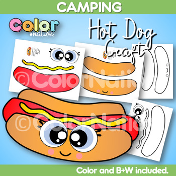 Preview of Hot Dog Craft | Camping Day Theme Activities | Summer Bulletin Board | Food
