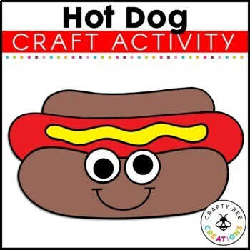 Preview of Hot Dog Craft Camping Theme Day Activities Summer Picnic Food Bulletin Board Art