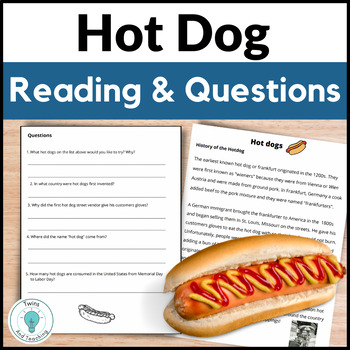 Preview of Hot Dog Food Reading Comprehension Activity - Hot Dog Worksheet FACS Culinary