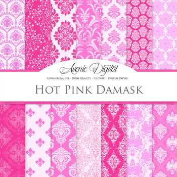 Pink Damask Patterned 12 x 12 Scrapbook Album