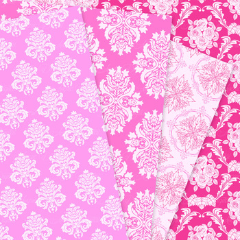 Hot Pink Pattern Digital Paper, White Fuchsia, Scrapbook Pack