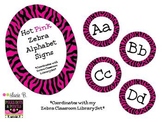 Hot Pink Zebra Alphabet Signs