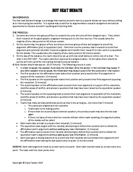 Preview of Hot Seat Debate - Argumentative Research and Debate Activity