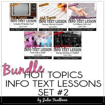 Preview of Hot Topics Informational Text Lessons: BUNDLE, Set #2