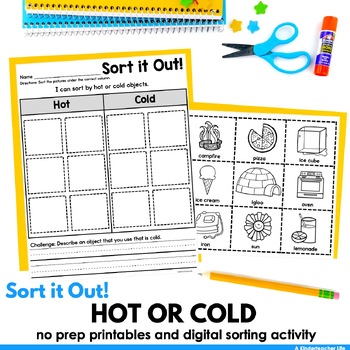 Preview of Hot and Cold Sort Printable and Digital