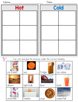 Preview of Hot and Cold Sort Worksheet