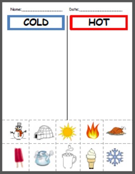 Preview of Hot and Cold Sort and Center