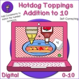 Hotdog Topping Addition to 10 Digital Activity 