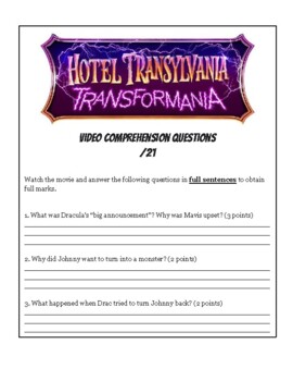 Preview of Hotel Transylvania: Transformania - Movie Comprehension