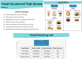 Preview of Hotel Vocational Task Boxes Version 1