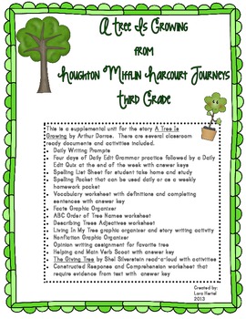 Preview of Houghton Mifflin Harcourt Journeys 2014 Grade Three A Tree Is Growing