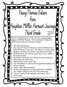 Houghton Mifflin Harcourt Journeys 2014 Grade 3 Young Thomas Edison