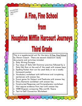 Preview of Houghton Mifflin Harcourt Journeys 2014Third Grade A Fine Fine School Story