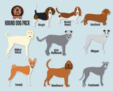 Hound Dog Clip Art Collection, 9 Hand Drawn Howling Dog Br