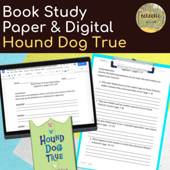 Preview of Hound Dog True by Linda Urban Vocab & Comprehension PAPER & DIGITAL
