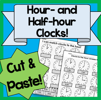 Preview of Hour and Half-Hour Analog Clock Practice {1st Grade Standards Based}