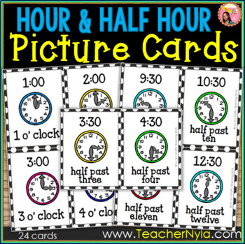 Preview of Hour and Half Hour Clock Flash Cards