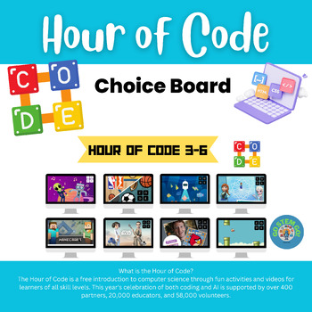 Preview of Hour of Code Digital Choice Board Online Programming/Coding Games k-6th Grades