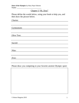 Preview of Hour of the Olympics Worksheets (Magic Tree House #16) *With Answers!*