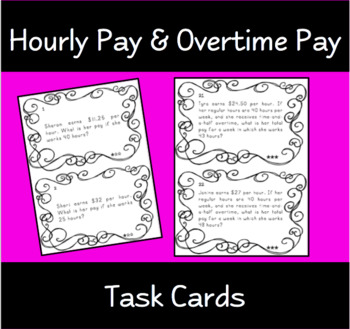 Preview of Hourly Pay & Overtime Pay Task Cards
