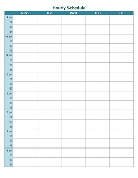 Hourly Schedule By Warren Family Homeschool 