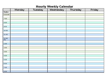 hourly weekly calendar by pencils and paper teachers pay teachers