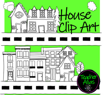 Preview of House Clip Art Doodles Black and White