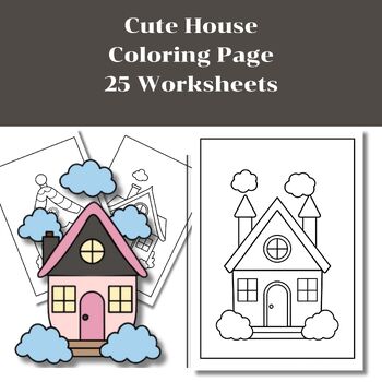 Preview of House Coloring Pages, Coloring Sheets, Preschool, Worksheets